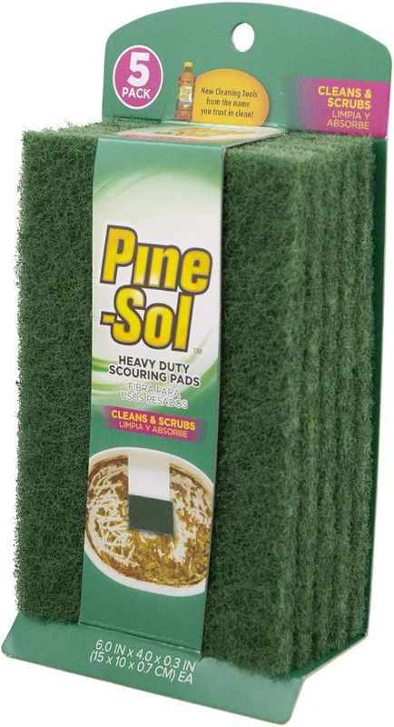 Photo 1 of (3 pack) Pine-Sol Heavy Duty Scouring Pads, Household Scrubbers, Cleans Tough Messes, 5 Pack, Green