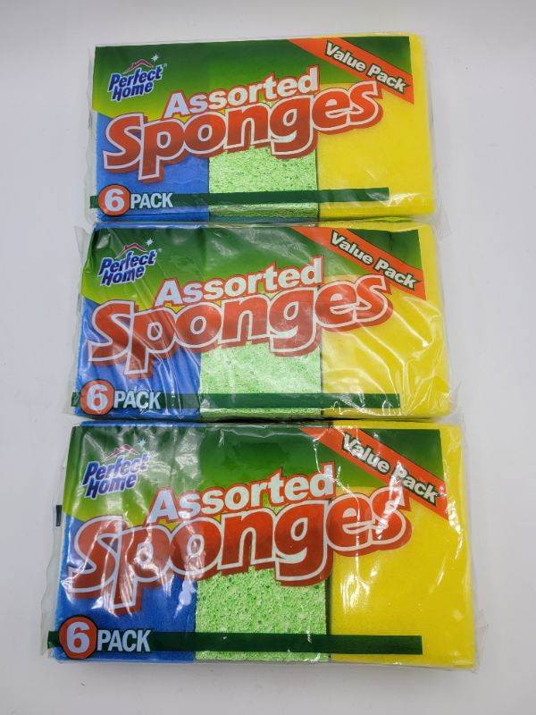 Photo 1 of (3 Packs) Perfect Home Assorted Sponges Value Pack 6 Count