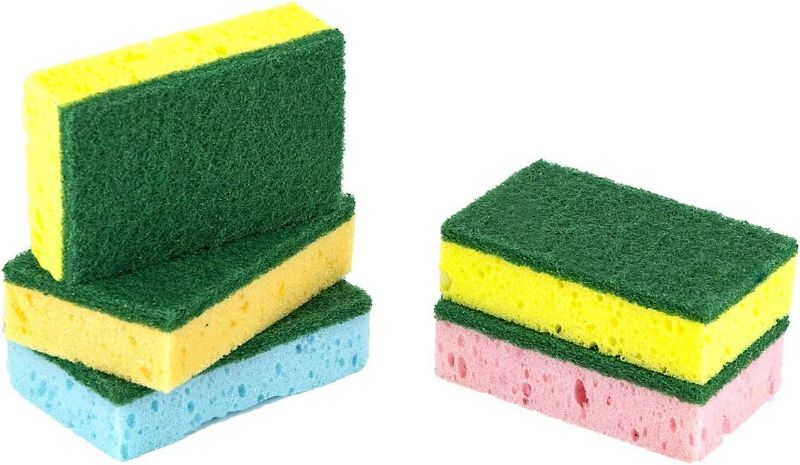 Photo 2 of (3 packs) Pine-Sol Heavy Duty Sponge with Scrubber – Pack of 5, Dual-Sided | Easily Cleans and Scrubs Stuck-On Grime, Oil, Grease and Burnt on Food, 5 Count, Assorted