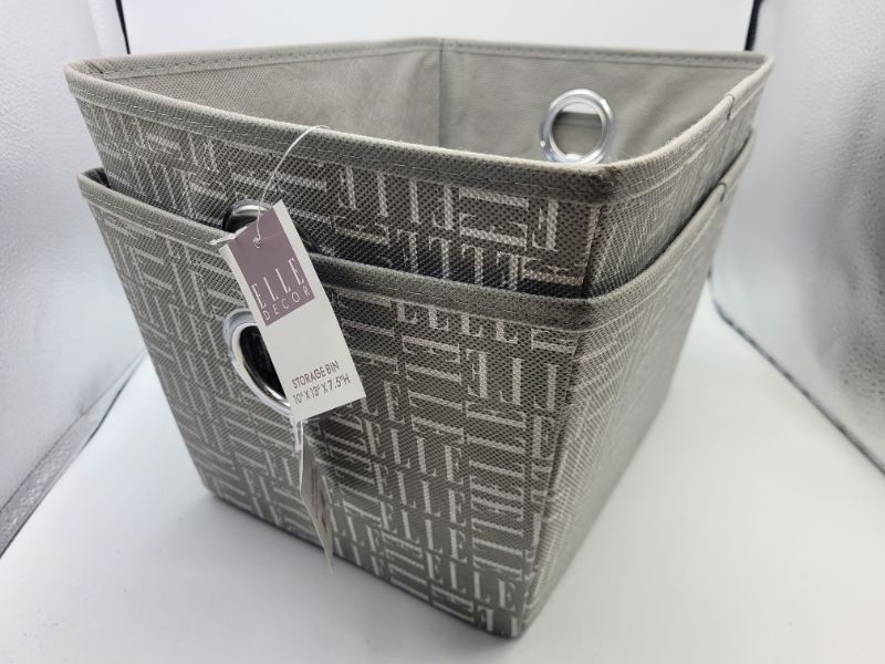 Photo 2 of 2 pack ELLE Décor | Gray & White Ring-Handle Storage Bin