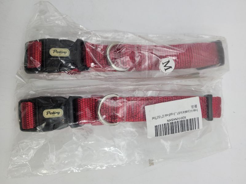 Photo 3 of 2 PACK RED Petiry Reflective Nylon Dog Collar with Breathable Neoprene Padding,Adjustable for Medium Dogs.(Neck 13"-18.9")