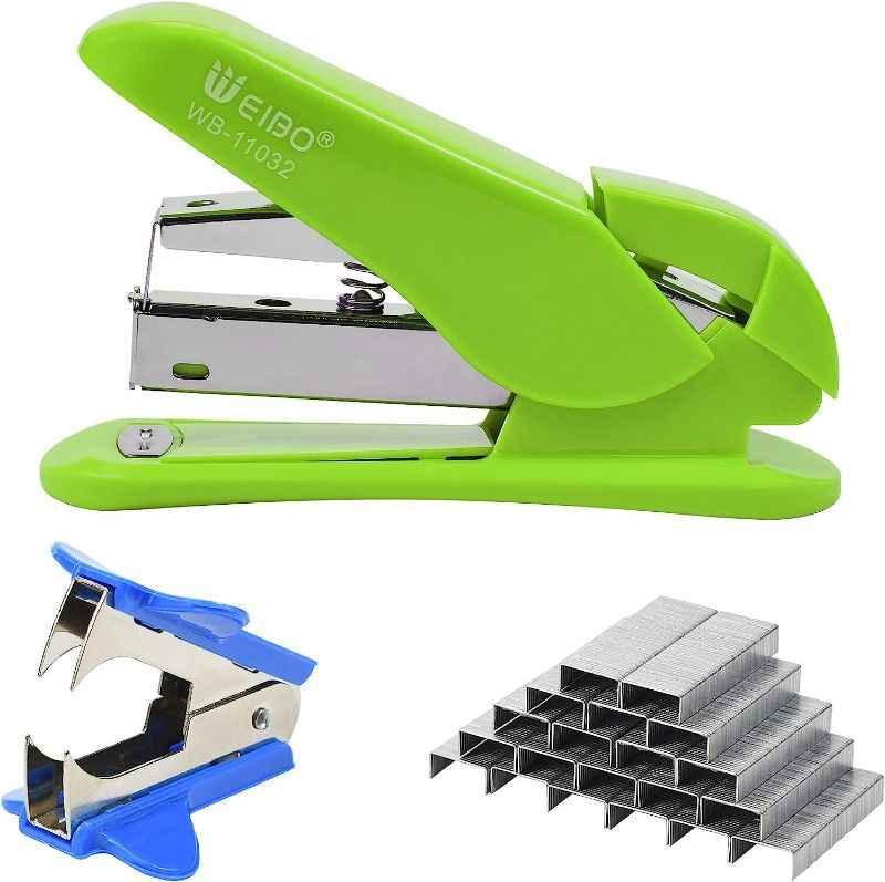 Photo 2 of Weibo Effortless Desktop Blue Stapler, One Touch Stapling, Easy to Load Ergonomic Stapler, 40-50 Sheet Capacity, Includes 2000 Staples and Staple Remover (BLUE) AND Magnetic Dry Erase Markers, (8 Pack) Dealkits Low Odor White Board Markers Whiteboard Mark