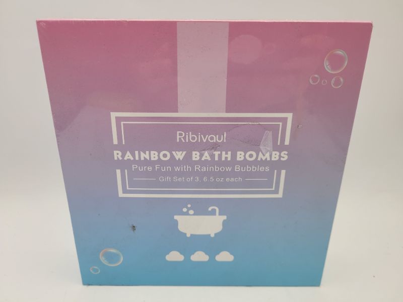 Photo 2 of Bath Bombs Gift Set, Ribivaul Rainbow Bath Bombs XXXL Size 6.5 oz ×3 Handmade Bath Bombs with Natural Ingredients, Bath Bomb for Kids with Colorful Bubbles, Great Gift Idea for Halloween, Christmas