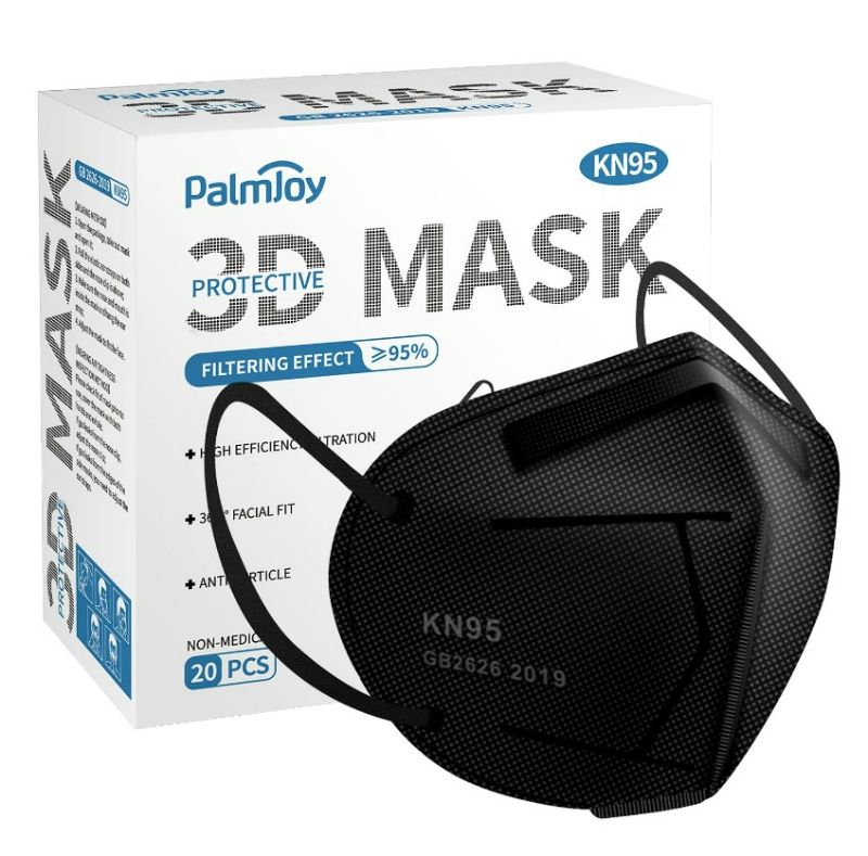 Photo 1 of 2PACK PALMJOY 20 Pack Black K95 Disposable Face Mask