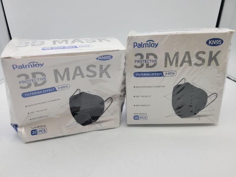 Photo 2 of 2PACK PALMJOY 20 Pack Black K95 Disposable Face Mask