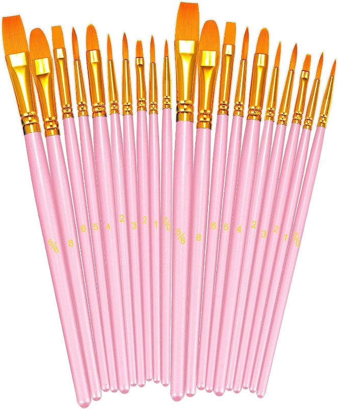 Photo 1 of 2 PACK BOSOBO Paint Brushes Set, 10 Pcs Round Pointed Tip Paintbrushes Nylon Hair Artist Acrylic Paint Brushes for Acrylic Oil Watercolor, Face Nail Art, Miniature Detailing & Rock Painting, Pink