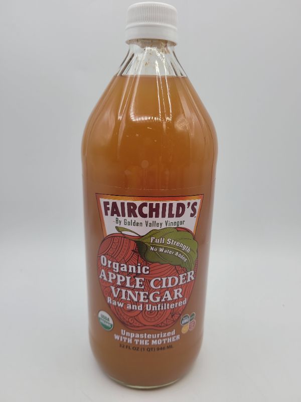 Photo 2 of Fairchild’s Organic Apple Cider Vinegar with the Mother, 32 oz. Washington State organic apples, undiluted 25% stronger,no concentrate, glass bottle