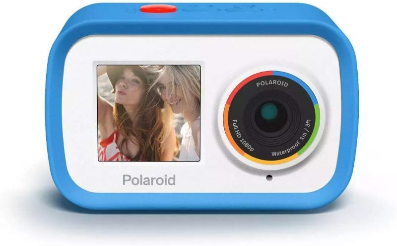 Photo 1 of Polaroid Dual Screen WiFi Action Camera 4K 18mp, Waterproof Sports Polaroid Camera with Built in Rechargeable Battery and Mounting Accessories for Vlogging, Sports, Traveling, Home Videos Blue (Dual Screen 4K) OPEN BOX. CONDITION SOLD AS IS, UNTESTED.