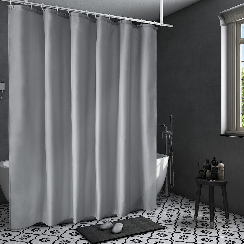 Photo 1 of AooHome Extra Long Shower Curtain 72 Width x 78 Height Inch, Fabric Shower Curtain Liner for Hotel with Hooks, Waterproof, Light Grey