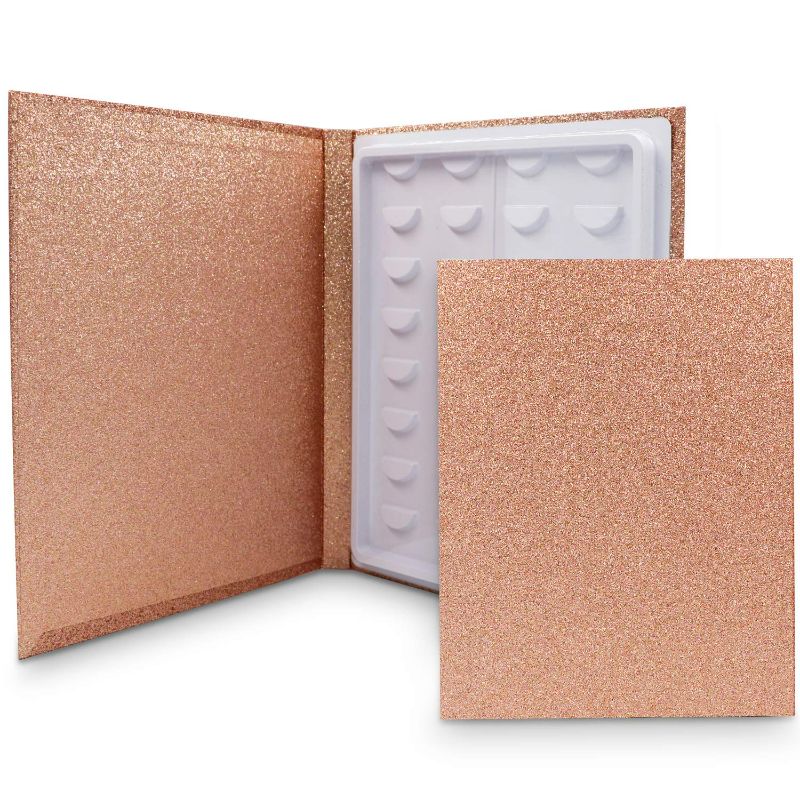 Photo 1 of 2 pack IAXSEE Eyelash Book to Keep 16 Pairs Eyelash, Portable Travel Lash Box, Eyelash Case, 3D Eyelash Storage Book Eyelashes Sample Catalog Display Card (Rose Gold)
