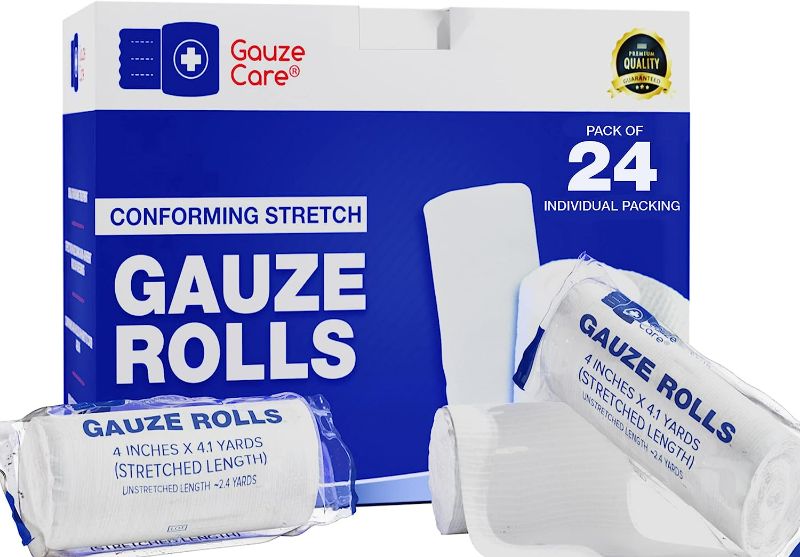 Photo 1 of Gauze Rolls Pack of 24 – Premium Quality Lint and Latex-Free 4 inches x 4.1 Yards Conforming Stretch Bandages Designed for Effective Wound Care & Comfort - Ideal for use as a Mummy wrap