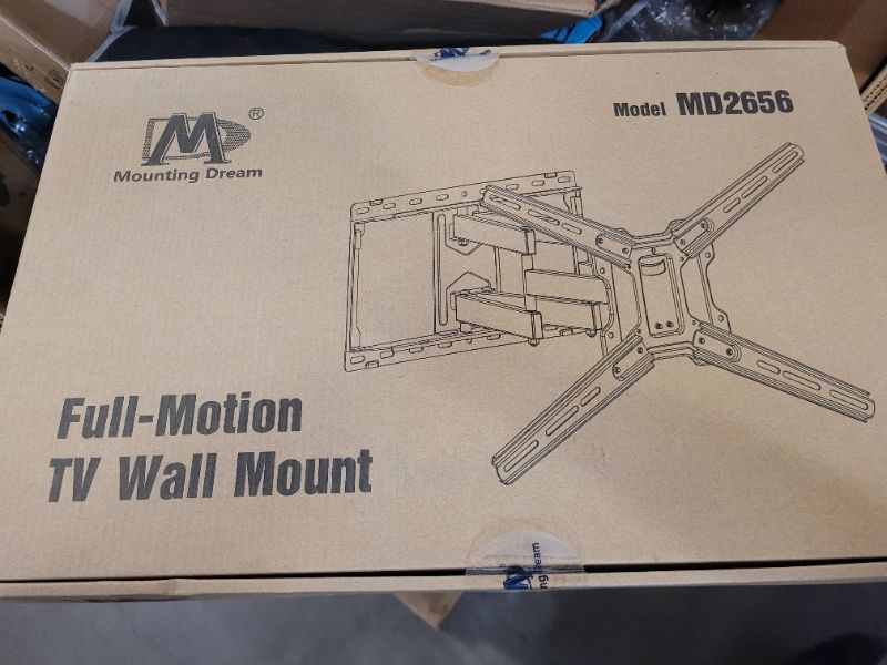 Photo 2 of Mounting Dream Full Motion TV Wall Mount for 42-75 Inch Flat Screen/Curved TVs, Heavy Duty Wall Mount TV Bracket with Swivel Articulating Dual Arms, VESA 600x400mm, 100 lbs MD2656