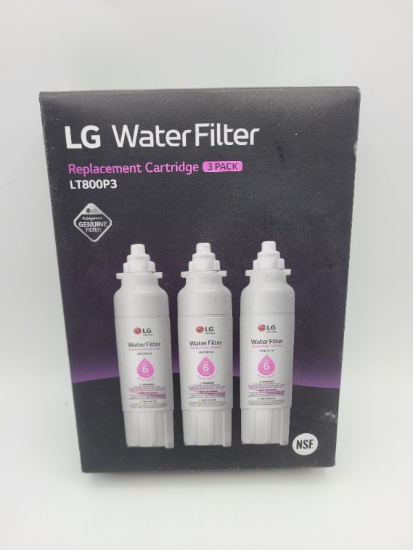Photo 2 of LG LT800P3 6-Month / 200 Gallon Replacement Refrigerator Water Filter, 3 Count (Pack of 1), White