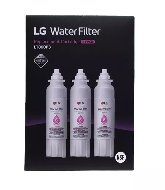 Photo 1 of LG LT800P3 6-Month / 200 Gallon Replacement Refrigerator Water Filter, 3 Count (Pack of 1), White