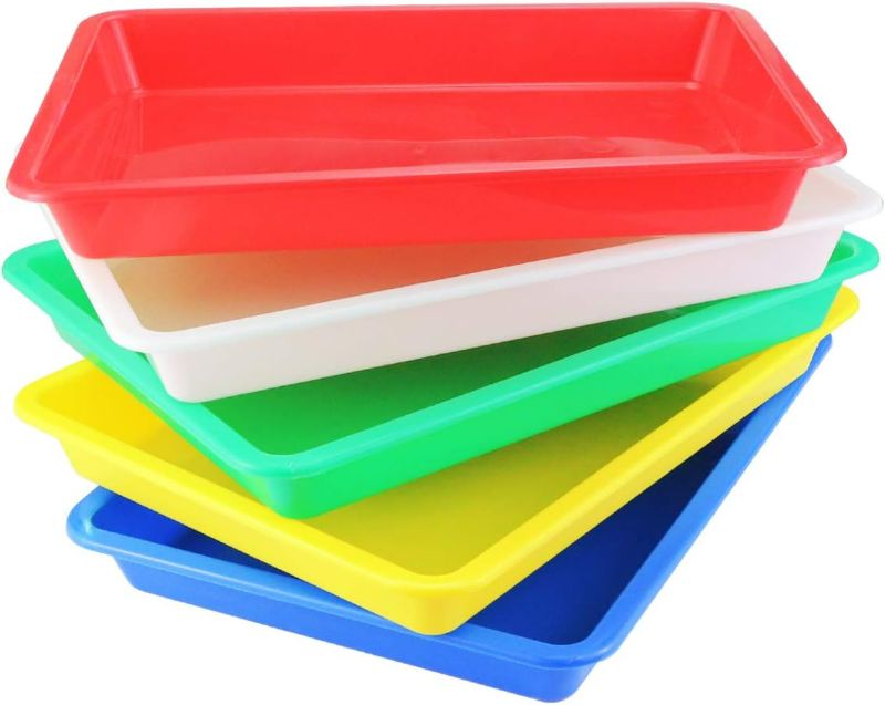 Photo 1 of Weoxpr 5 Pack Multicolor Plastic Art Trays - Activity Tray Crafts Organizer Tray Serving Tray for School Home Art and Crafts, DIY Projects, Painting, Beads, Organizing Supply, 5 Color