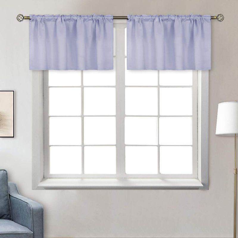 Photo 1 of 2 pack BGment Rod Pocket Valances for Kitchen- Thermal Insulated Room Darkening Tier Valance Curtain for Dinning Room, 42 x 18 Inch, 2 Panels, Dark Grey