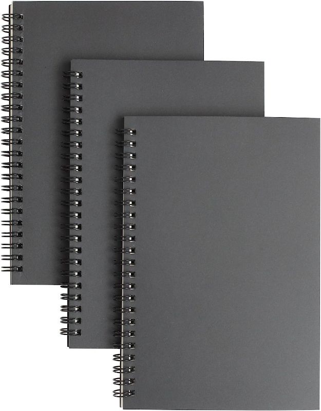 Photo 1 of TWONE 3 Packs Soft Cover Notebook with Lined Paper Black Spiral Notebooks with 100 Ruled Pages 50 Sheets Memo Notepads for Home School Travel, 8.25 x 5.55 inch