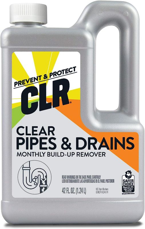 Photo 1 of CLR Clear Pipes & Drains Clog Remover and Cleaner, For Shower, Sink, Toilet, Garbage Disposal, 42 Ounce Bottle