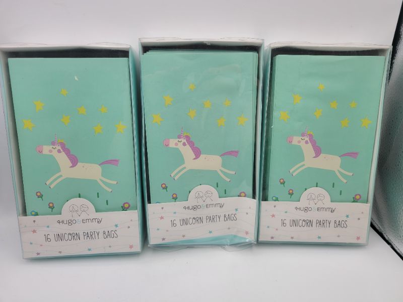 Photo 2 of 3 pack Unicorn Party Bags – Goodie and Treat Bags – Perfect for Kids Birthdays and Parties – Fill with Party Favors, Gifts, Candy and Supplies, 16 pack - Turquoise