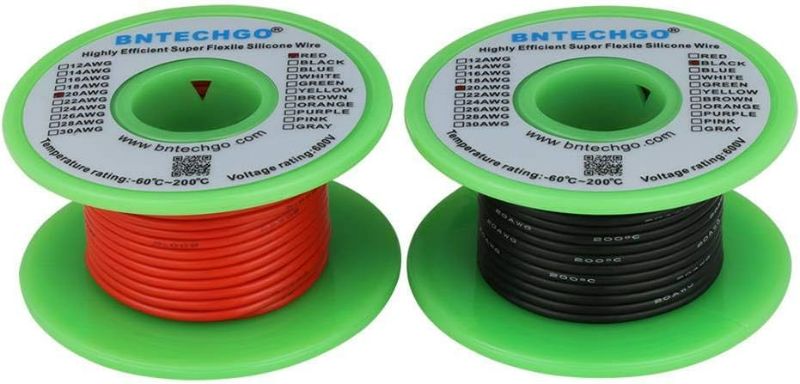 Photo 1 of BNTECHGO 20 Gauge Silicone Wire Spool red 50ft and Black 50ft Flexible 20 AWG Stranded Tinned