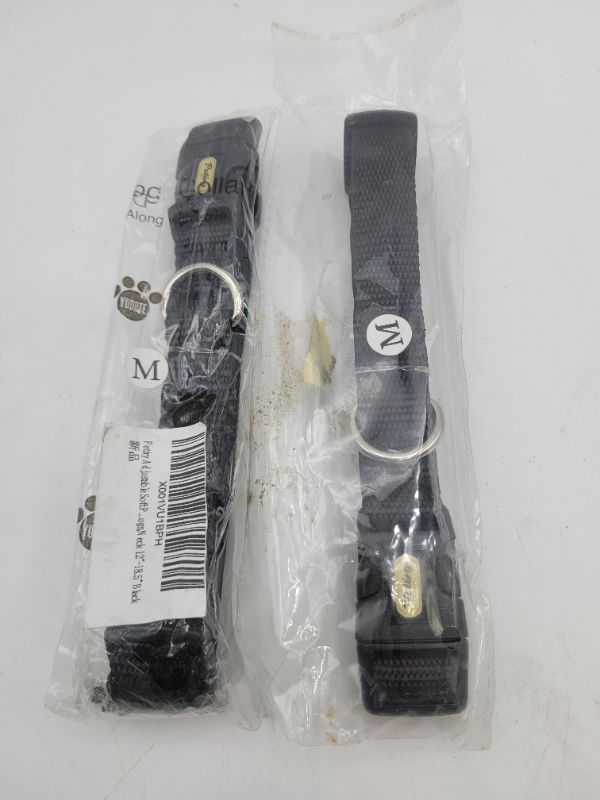 Photo 3 of 2 PACK BLACK Petiry Reflective Nylon Dog Collar With Breathable Neoprene Padding,Adjustable For Medium Dogs.(Neck 13"-18.9")