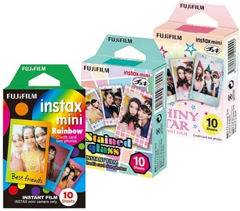 Photo 1 of Fujifilm Instax Mini Film Rainbow - Staind Glass - Shiny Star Film -10 Sheets X 3 Assort (Taketori Store Original Goods with Instructions)