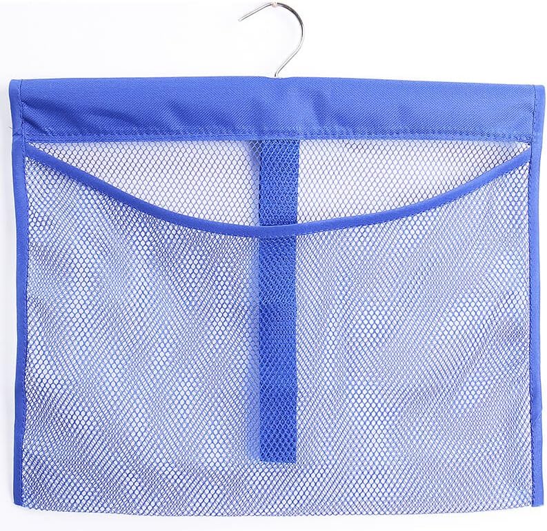 Photo 1 of 2 pack ALYER Hanging Mesh Shower Pockets for 34oz/1000ml Shampoo and Conditioner,Colorful Bath Toy organizer,Hanging Tandem Type Closet Accessories Storage Bag,Blue