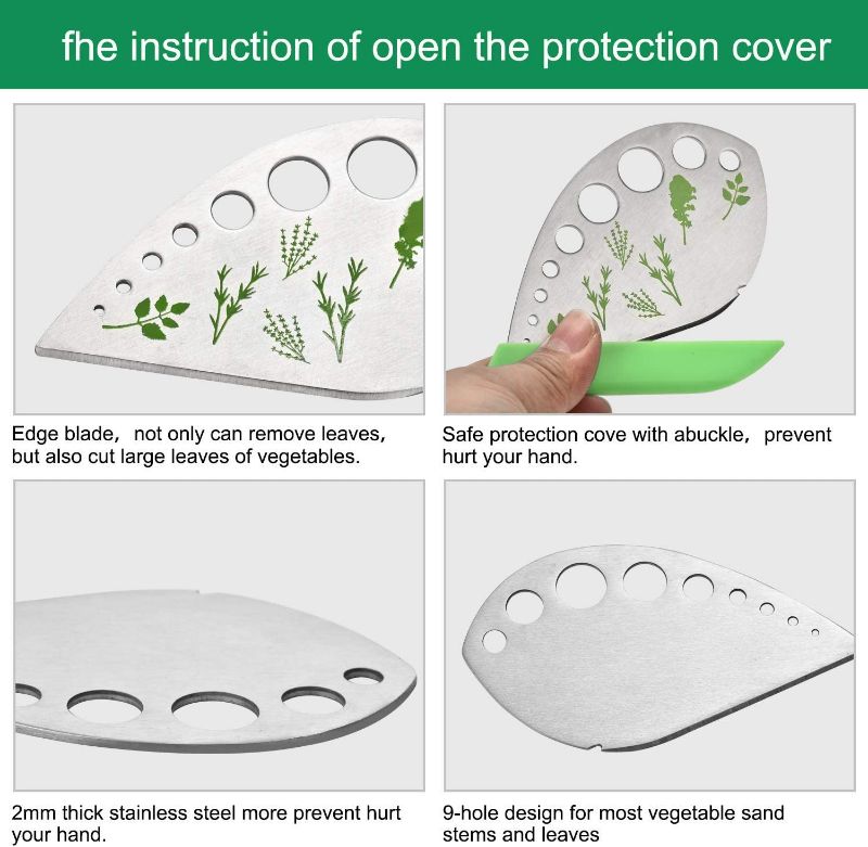 Photo 3 of 2 Pack Herb Stripper Tool 9 Holes Stainless Steel kale Leaf Stripping Zip Tools, Curved Edge Can be Used as a Kitchen Gadgets