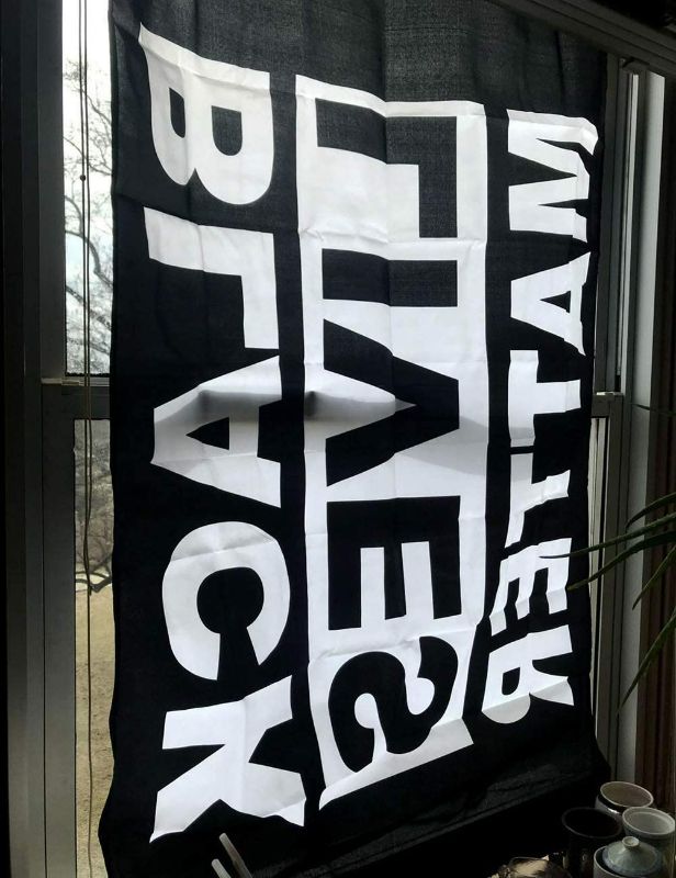 Photo 5 of 3x5 Feet Black Lives Matter Flag,Stop The Violence & Peace Protest BLM Flags Banner,Decor for Home House Outdoor Garden Lawn 100% Polyester Black Flag