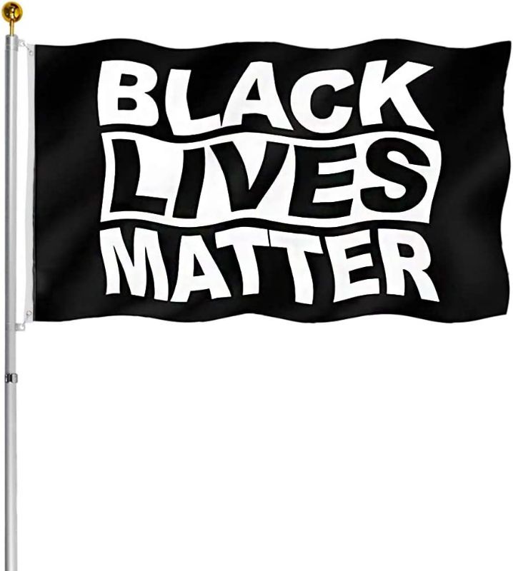 Photo 2 of 3x5 Feet Black Lives Matter Flag,Stop The Violence & Peace Protest BLM Flags Banner,Decor for Home House Outdoor Garden Lawn 100% Polyester Black Flag