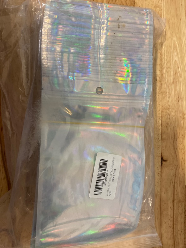 Photo 1 of 200 PCS Holographic Aluminum Foil Bags Ziplock Bags, Resealable Smell Proof Bags for Food Storage Party Favor Cookies Coffee Bean Jewelry Electronics(4.7"x 7.8")