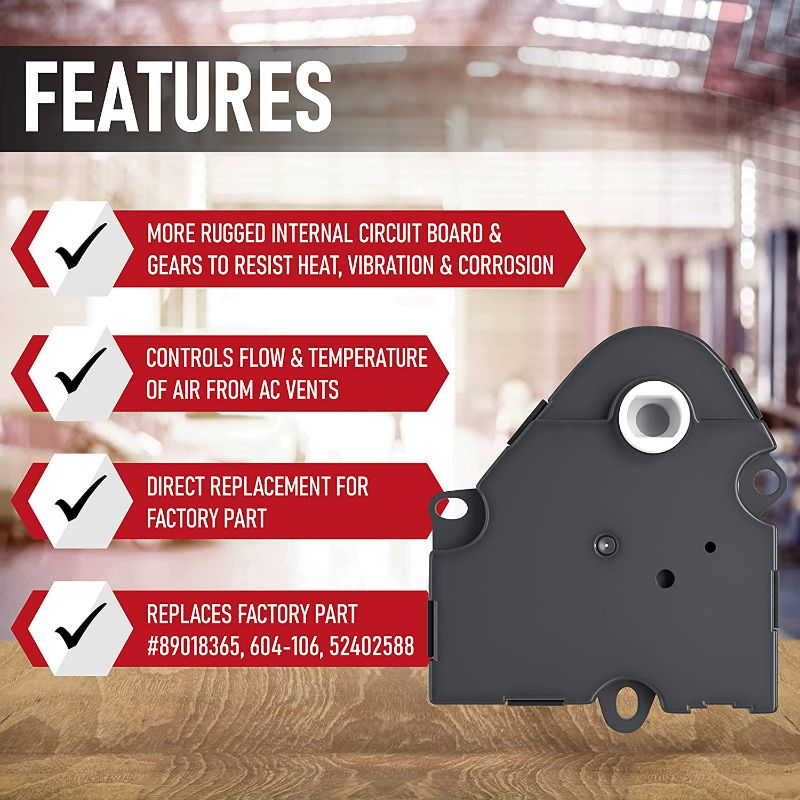 Photo 1 of Blend Door Actuator - Replaces 89018365, 604-106, 52402588 - Compatible with Chevrolet, Chevy, GMC 1994-2012 - Silverado 1500 and 2500, Tahoe, Sierra - HVAC Blend Control Actuator