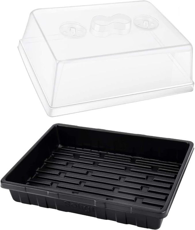 Photo 1 of [Thick Plastic] 3-Set Strong Seed Starter Trays with 5" Humidity Domes for Seed Starting, Germination, Seedling Propagation & Plant Growing, Holds 144 Cells in Total