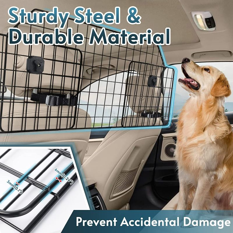 Photo 5 of rabbitgoo Dog Car Barrier for SUVs, Large Pet Car Gate Divider Cargo Area, Adjustable Pet SUV Barriers Universal-Fit, Heavy-Duty Wire Mesh Dog Car Guard,Van Vehicles Dogs Car Accessories Safety Travel
