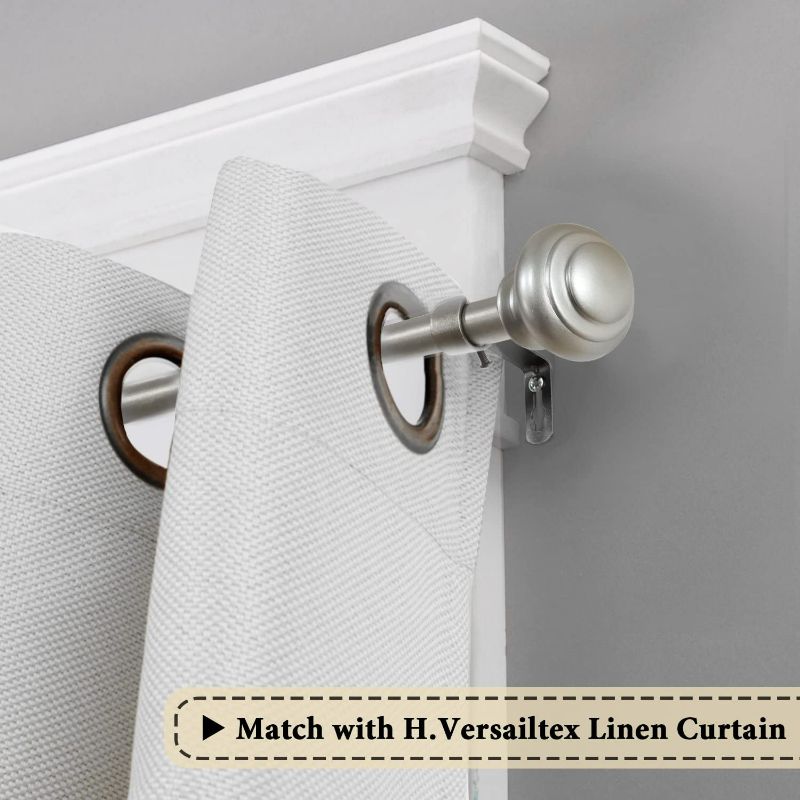 Photo 4 of H.VERSAILTEX Window Curtain Rods for Windows 66 to 120 Inches Adjustable Decorative 3/4 Inch Diameter Single Window Curtain Rod Set with Classic Finials, Nickel Finishing
