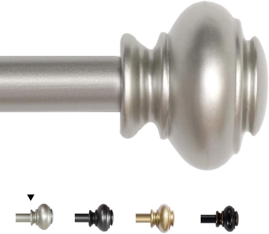 Photo 1 of H.VERSAILTEX Window Curtain Rods for Windows 66 to 120 Inches Adjustable Decorative 3/4 Inch Diameter Single Window Curtain Rod Set with Classic Finials, Nickel Finishing
