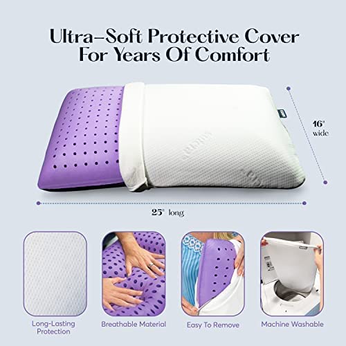 Photo 2 of Sutera - Lavender Zen Memory Foam Pillow for Sleeping - Essential Lavender Oil Infused, Cooling Pillow with Neck, Shoulder and Back Support - Relaxing Pillow for Side, Back, Stomach Sleepers
