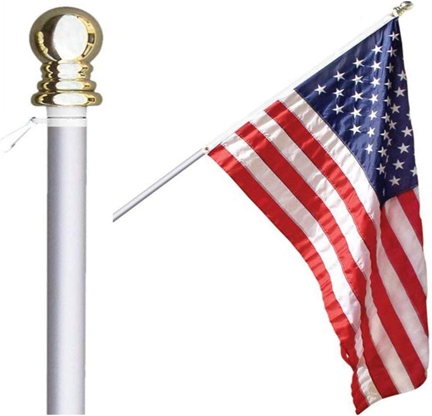 Photo 1 of eagle top flag pole kit: 6 Foot Tangle Free Spinning Flag Pole. Residential or Commercial Flag Pole. Wind Resistant/Rust Free. (Silver)
