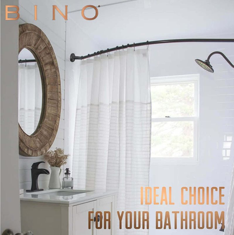 Photo 4 of BINO Expandable Curved Shower Curtain Rod | Polished Chrome 48" to 72" Extendable Shower Rod | Adjustable Shower Curtain Rod with Screw-Mounted Hardware | Easy Install, Rust-Resistant Curtain Rods
