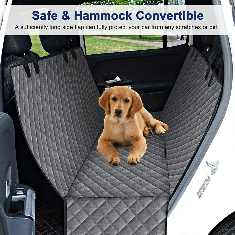 Photo 3 of DKIIGAME Dog Car Seat Cover for Back Seat,100% Waterproof Anti-Scratch Dog Hammock for Car,Heavy Duty 600D Oxford Cloth Dog Car Seat Cover