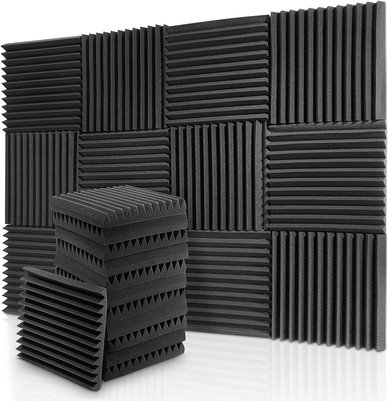 Photo 1 of Donner 12-Pack Acoustic Panels Sound Proof Foam Panels for Walls, 2" x 12" x 12" Wedge Sound Absorbing Panels, Acoustic Foam Noise Canceling Panels for Studio Recording, Home Office