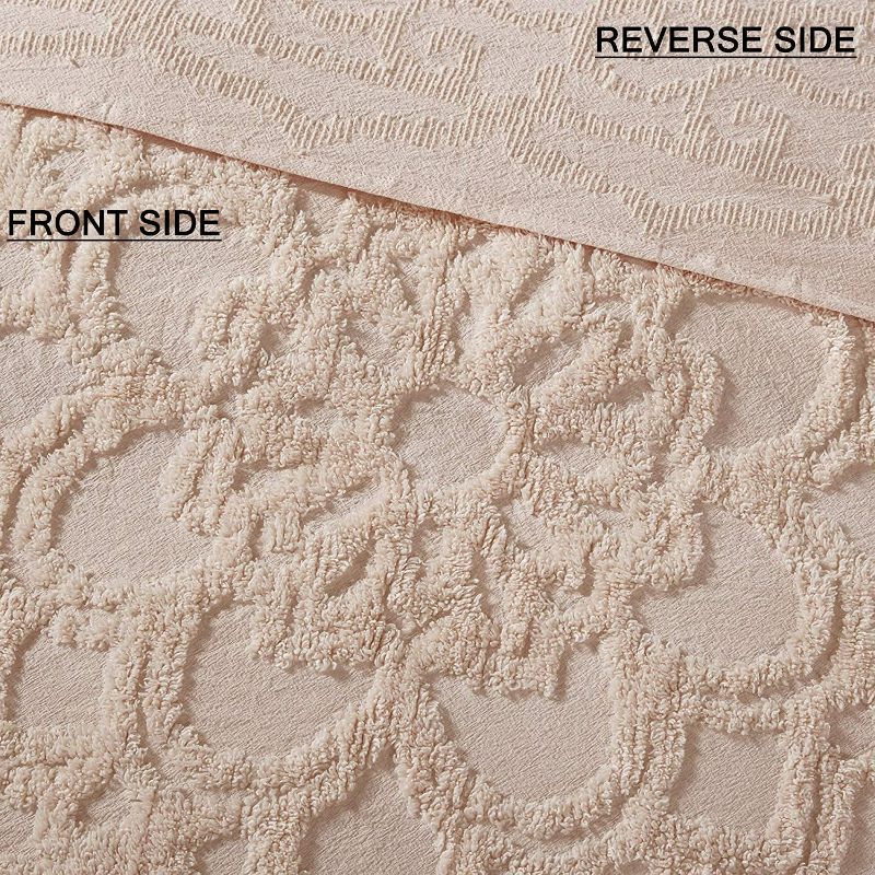 Photo 2 of Madison Park Laetitia Lightweight 100% Cotton Quilt Set, Breathable Chenille Tufted, Shabby Chic Boho Medallion Design, Sham, Floral Blush w/ Tassels, King/California King (104 in x 92 in) 3 Piece Laetitia Blush Coverlet King/California King