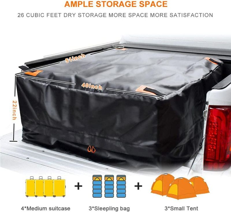 Photo 4 of Truck Bed Cargo Bag, 51''x40''x22'' Waterproof Car Rooftop Cargo Carrier, 26 Cubic Feet Large Capacity Car Truck Organizer, Luggage Carrier Oxford Cloth Bag for Any Truck Size