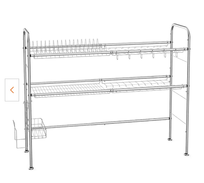 Photo 2 of Silver 2-Tier Adjustable Stainless Steel Dish Racks
