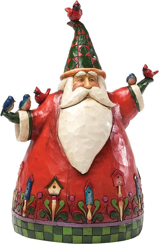 Photo 1 of Enesco Jim Shore Heartwood Creek Classic Santa with Birds Figurine, 8-Inch