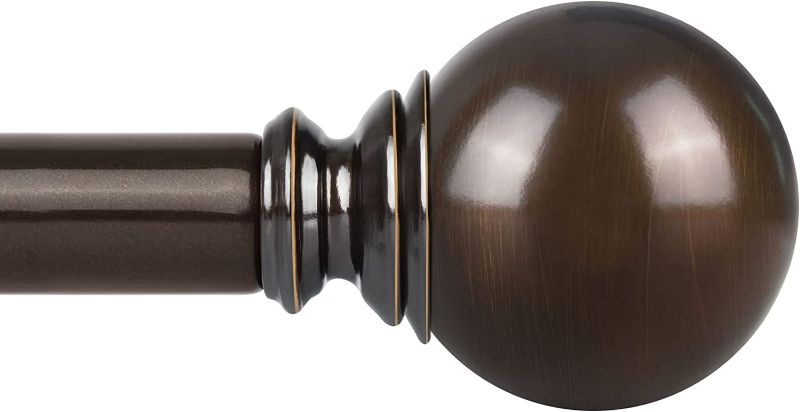 Photo 1 of KAMANINA 1 Inch Curtain Rod Telescoping Single Drapery Rod 72 to 144 Inches (6-12 Feet), Bronze Curtain Rods for Windows 69 to 140 Inches, Round Finials
