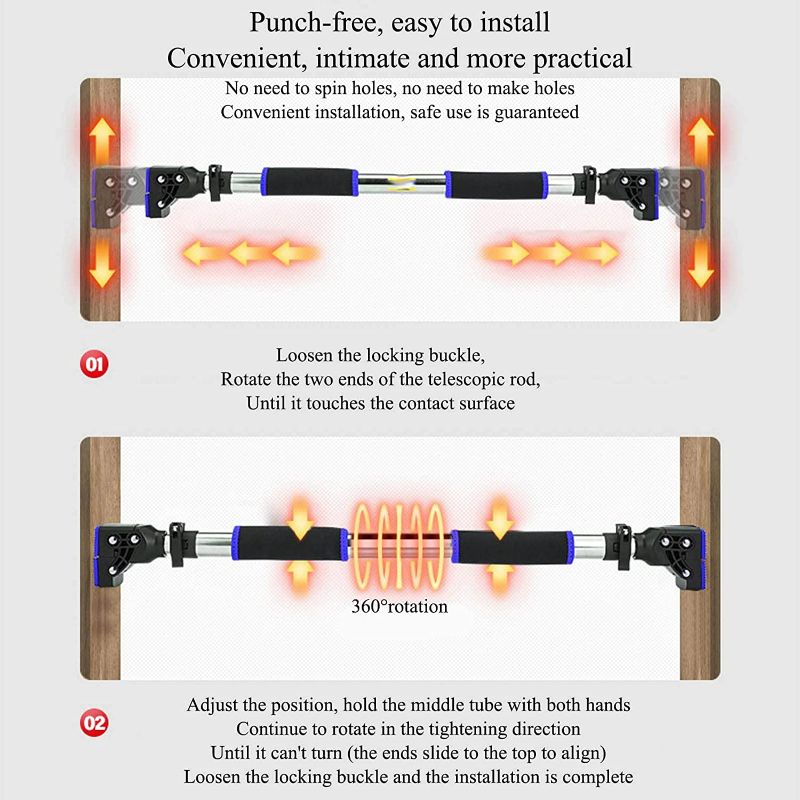 Photo 3 of Doorway Pull Up and Chin Up Bar Upper Body Workout Bar with No Screws & Safe Locking Mechanism for Home Gym Exercise Fitness
