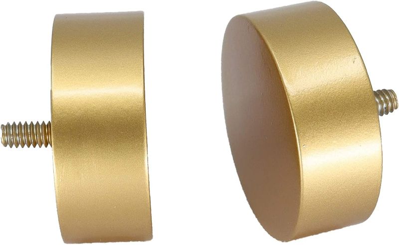 Photo 2 of Meriville 1-Inch Diameter Single Window Treatment Curtain Rod, Vico End Cap Finial (28"-48", Royal Gold with Gold finial)

