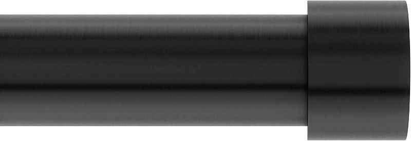 Photo 1 of Umbra Cappa 1-Inch Curtain Rod, Includes 2 Matching Finials, Brackets & Hardware, 72 to 144-Inches, Black
