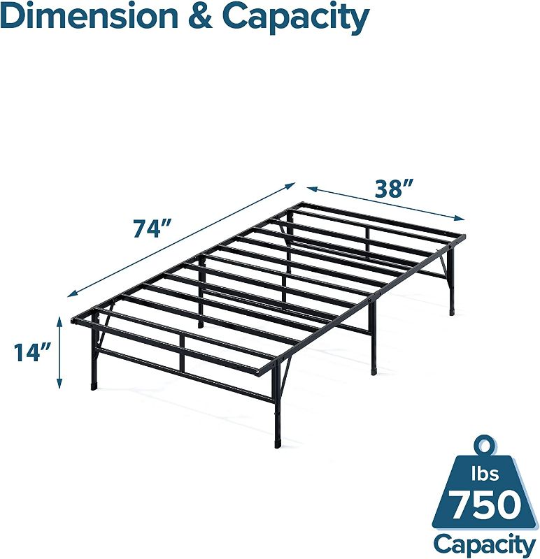 Photo 3 of ZINUS SmartBase Compack Mattress Foundation / 14 Inch Metal Bed Frame / No Box Spring Needed / Sturdy Steel Slat Support, Twin
